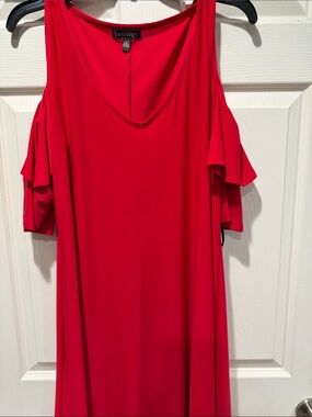 Luxology Bright Red Cold-Shoulder Tunic Dress